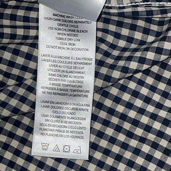 Ben Sherman Shirt Mens Large Blue Cream Check Casual Button Up Long Sleeve - Picture 6 of 9